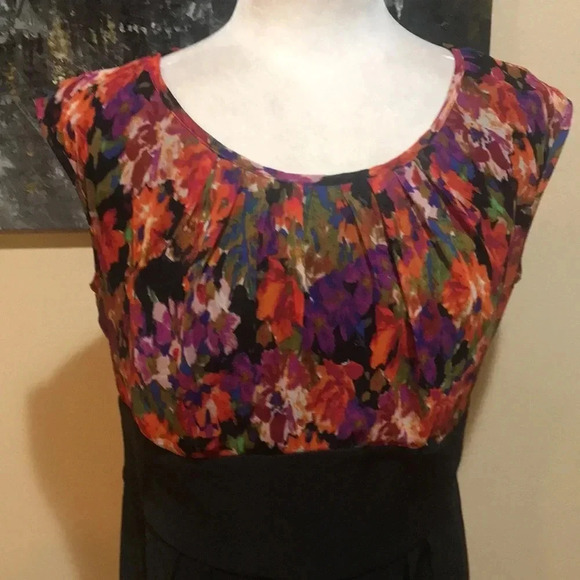 AB STUDIO Sleeveless Multi-Colored Bodice Empire Waist Midi Dress-Size 14 - Picture 5 of 10